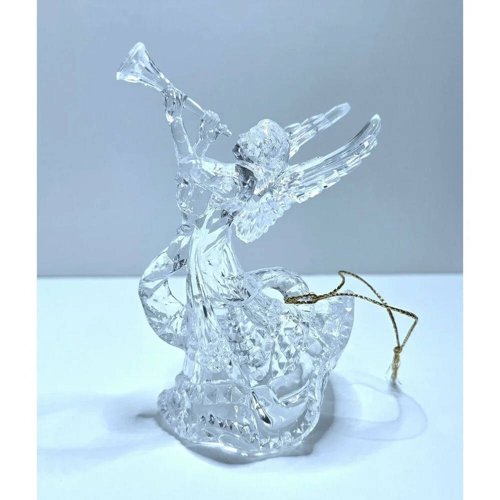 Clear Acrylic Angel Hanging Christmas Ornament, 5 in Tall, 4 in Long